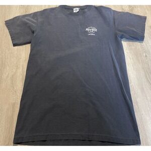 Vintage Hard Rock Hotel Las Vegas Embroidered Ribbed Gray Shirt Medium M USA